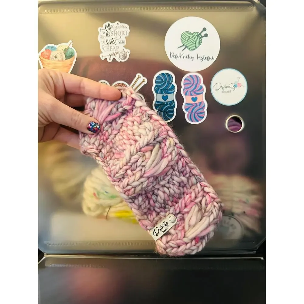 Hand Knit Pink Merino Wool Headband: Lake Erie Headband